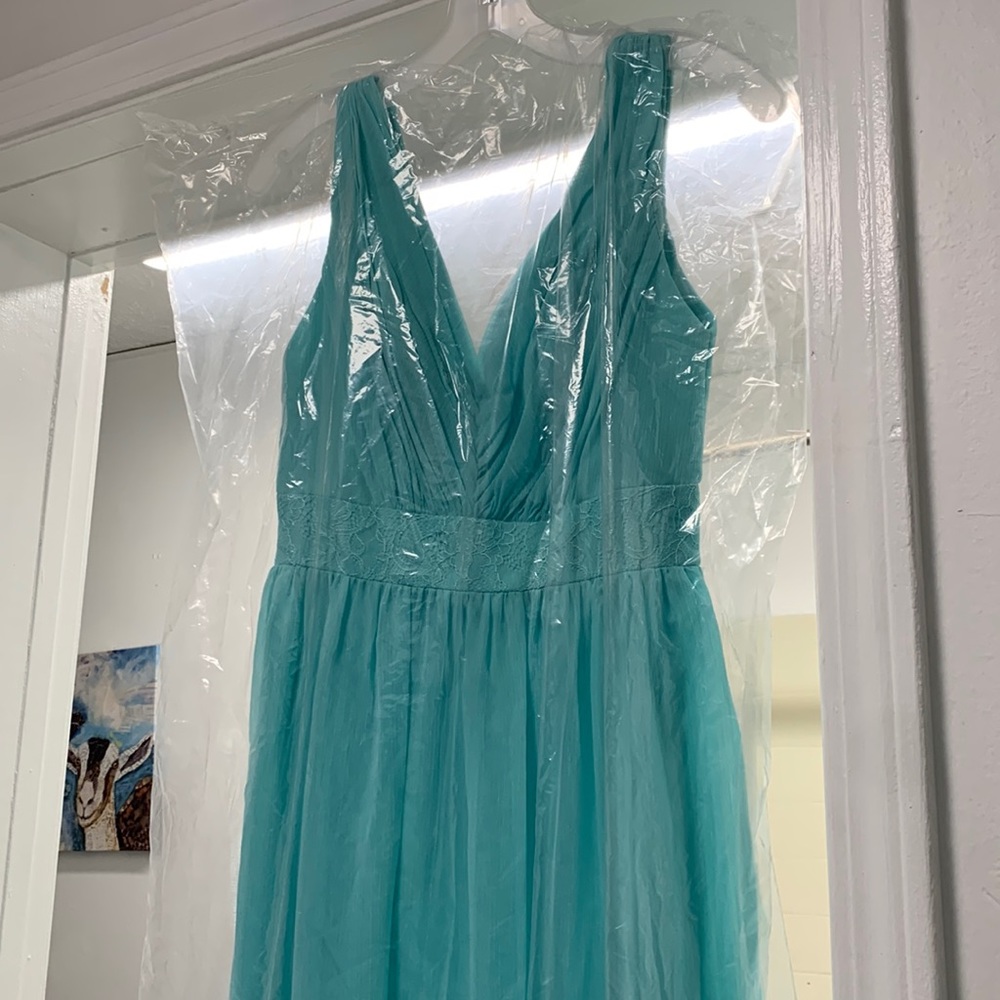 Aqua ( Spa ) bridesmaid dress from David’s bridal